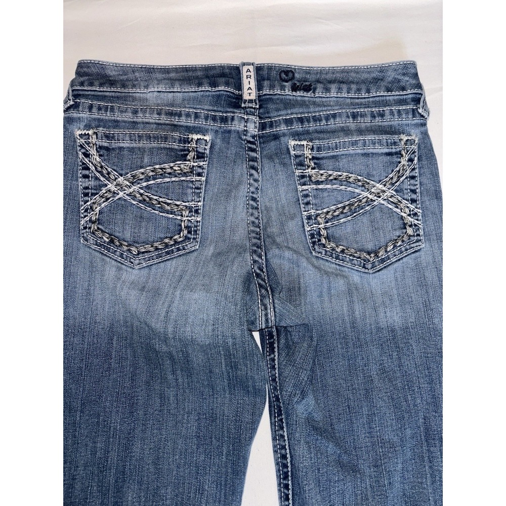 Girl's Ariat Bootcut Jeans Size 16 Med Wash Embroidered Pockets Western Cotton